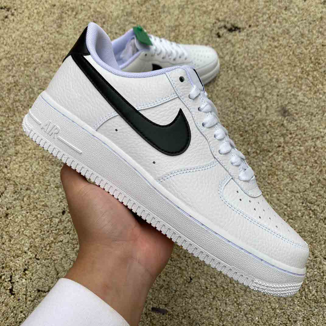 White Black Pebbled Leather